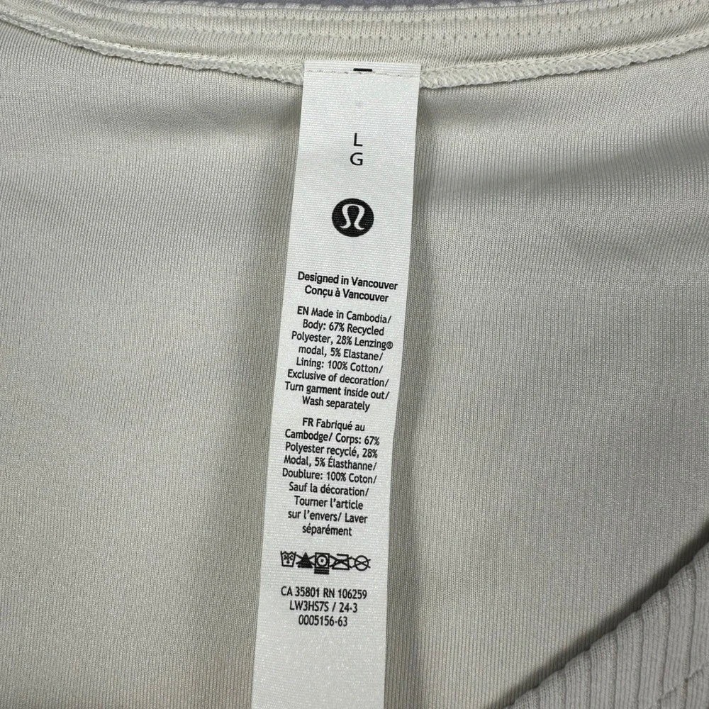 Lululemon Ribbed Softstreme Asym Long Sleeve Bone LW3HS7S Size Large NEW